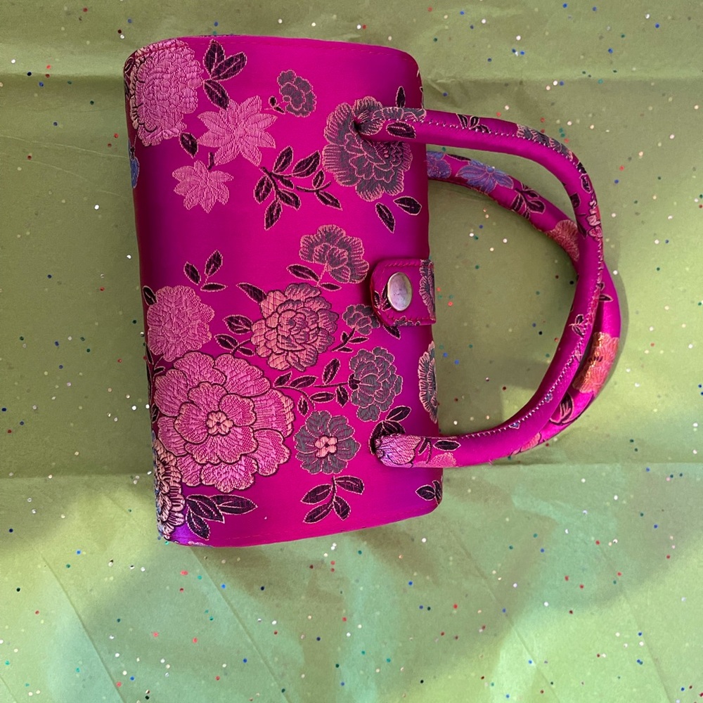 Satin Hot Pink Small Oriental Purse